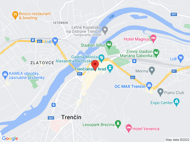 Google map: Mierové námestie 1, Trenčín